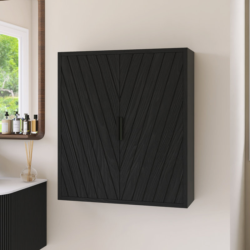 Armoire murale de salle de bain 26 "avec porte et tablette 26", Chêne foncé