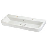 Equility White Fireclay U-Shaped Wall Mount Bathroom Sink with Overflow