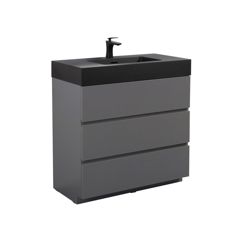 Meuble-lavabo autoportant avec grand lavabo et rangement