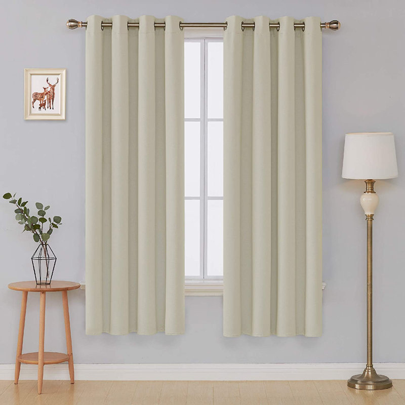 Makua Room Darkening Curtain Pair, 52" W x 84" L, Light Beige