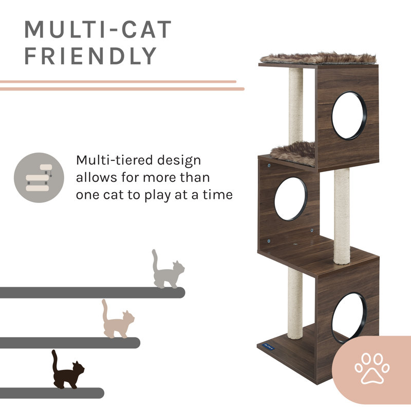 Sheree 50" Dark Brown Modern Cat Tree with Sisal Posts