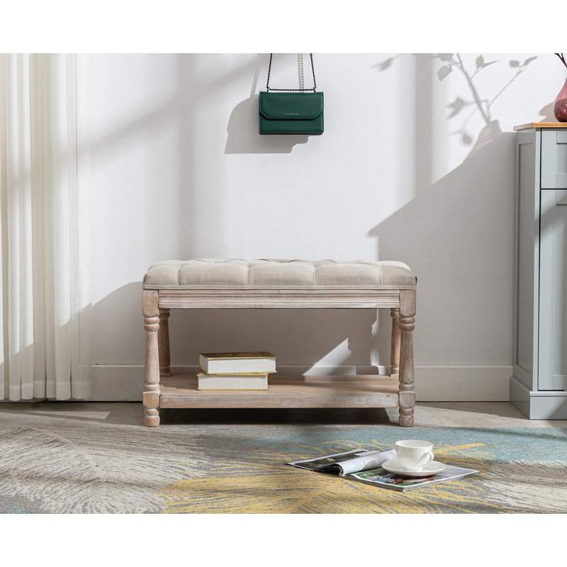 Banc de rangement rembourré Eirwyn, Beige