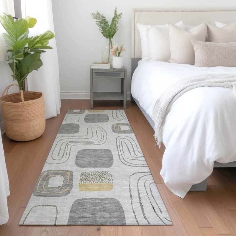 Machine Washable Indoor/Outdoor Claudian ACN1670 Gray Rug, Runner 2'3" x 7'6"