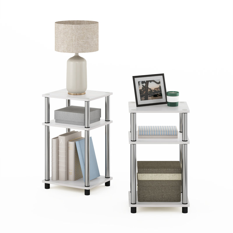 Side Table Set, White Oak/Chrome
