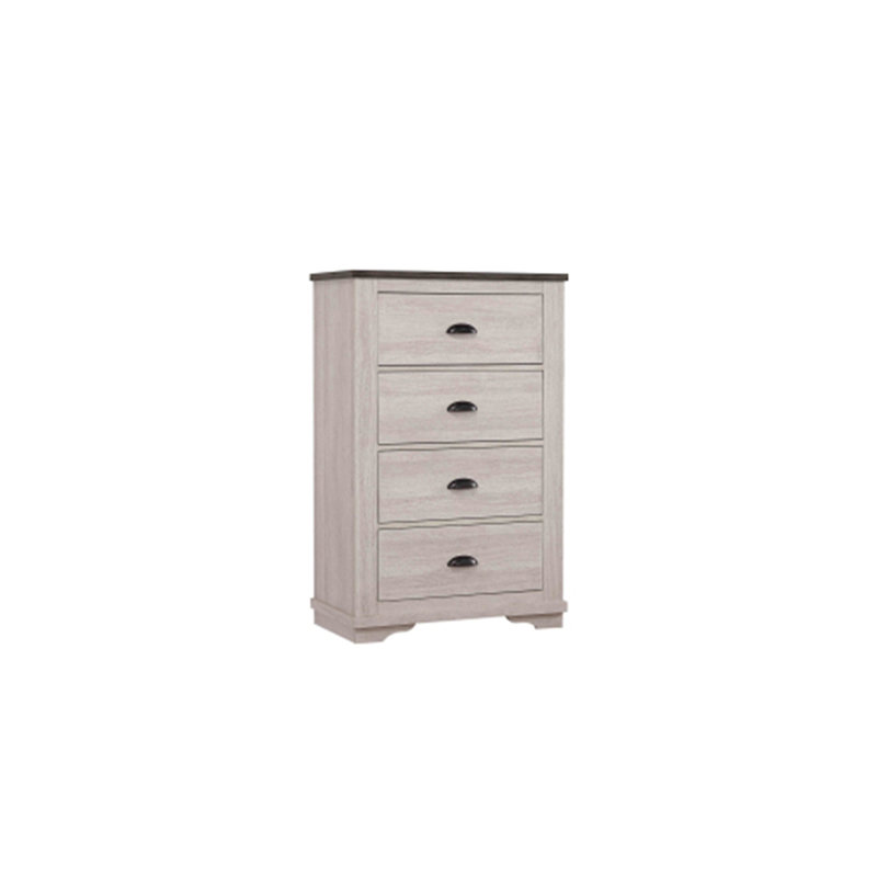 Armoire de chevet à 4 tiroirs 1pc, Beige + gris