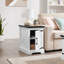 Table de chevet rectangulaire Farmhouse avec porte de grange et tablette de rangement réglable, blanc | Idée de cadeau-413274071