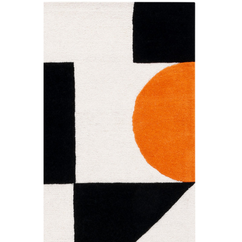 Felipe Handmade Wool Rust / Black Rug, Runner 2'3" x 8'