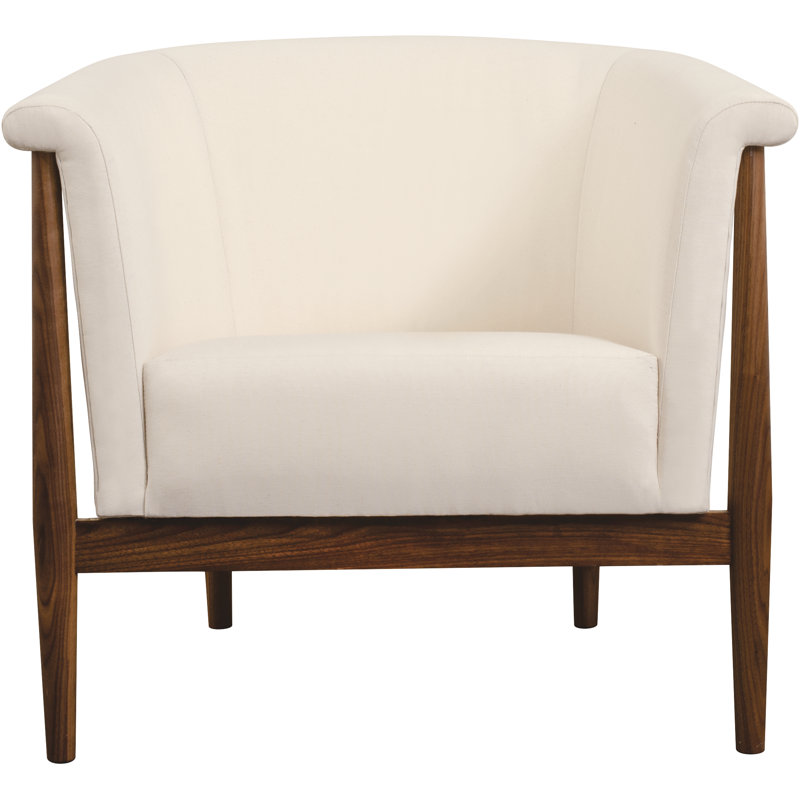 Walnut Grove Barrel Chair, Beige Polyester Blend 7605-15