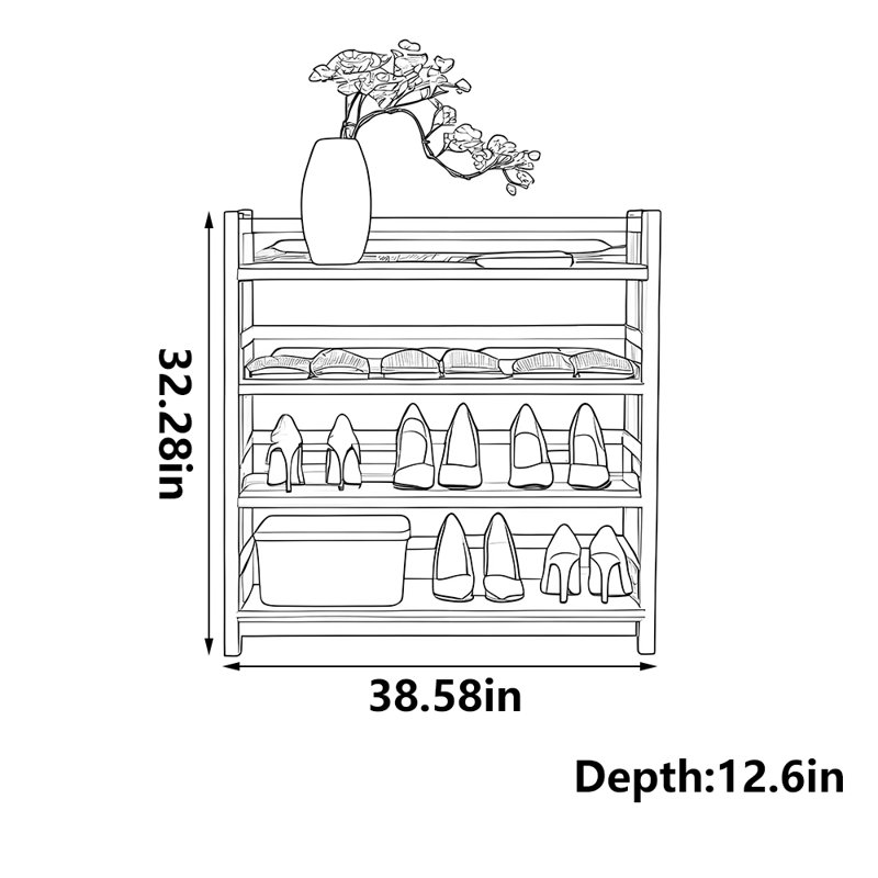 Armoire à chaussures avec rangement pratique, H 32,28 po x l 38,58 po x P 12,6 po