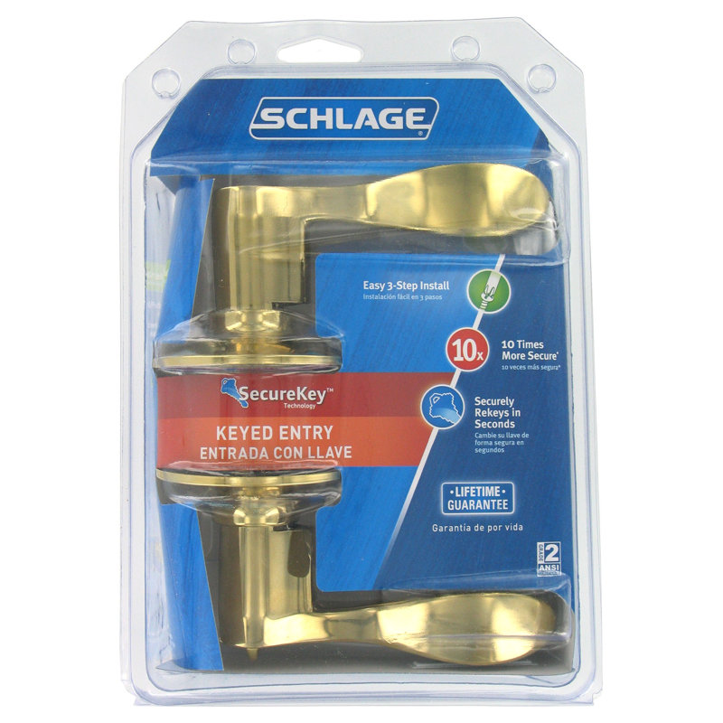 Accent Keyed Door Lever, Bright BRass, No