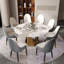 Table de salle à manger 59,05 po ronde, marbre artificiel, bronze, fer, base en métal, 6 à 8 personnes-1513655140-1513655141-1513655139
