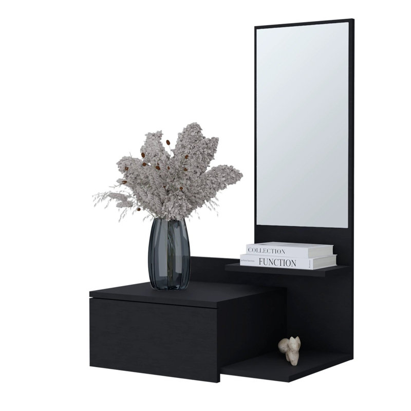 Black Floating Vanity With Included Mirror