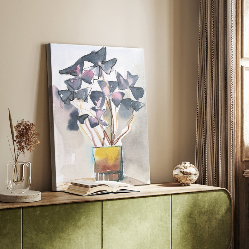 Oxalis dans un vase II - galerie Cavas sur mesure, H 36 po x l 24 po