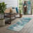 8' Runner Teal Abstract Washable Non Skid Indoor Outdoor Runner Rug