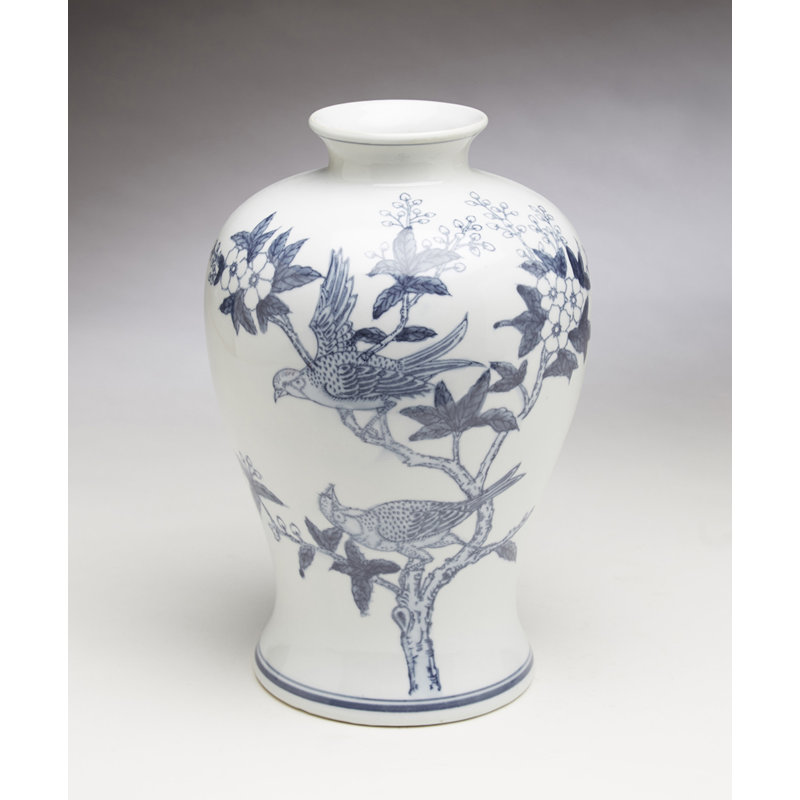 Vase de table oiseau et floral Ferretti