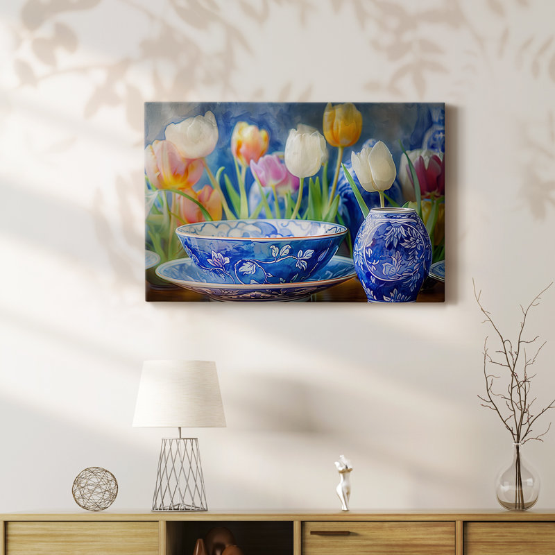 FLORAL CXLVI - Toile tendue avec châssis Premium - Prêt à être accroché, H 12 po x l 18 po