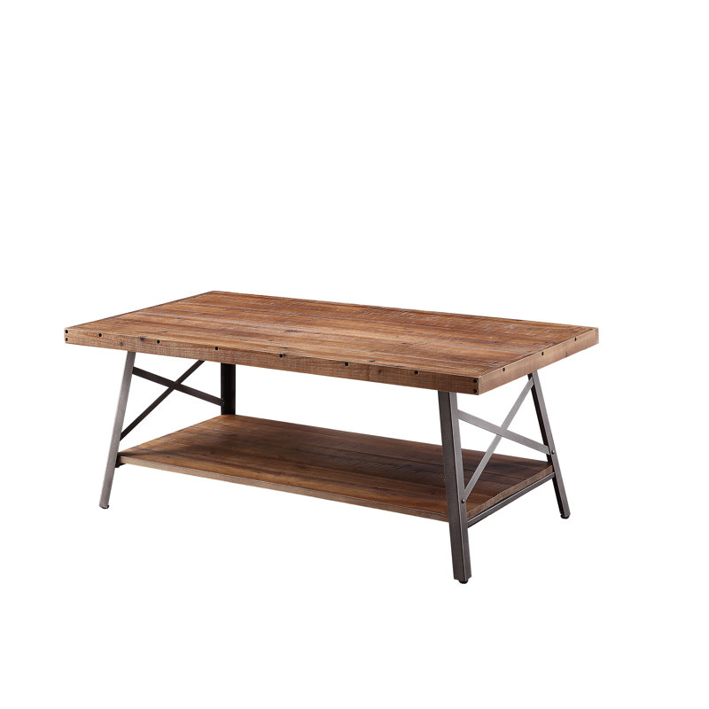 Table basse de salon en chêne patiné et fini noir sablé | Idée de cadeau
