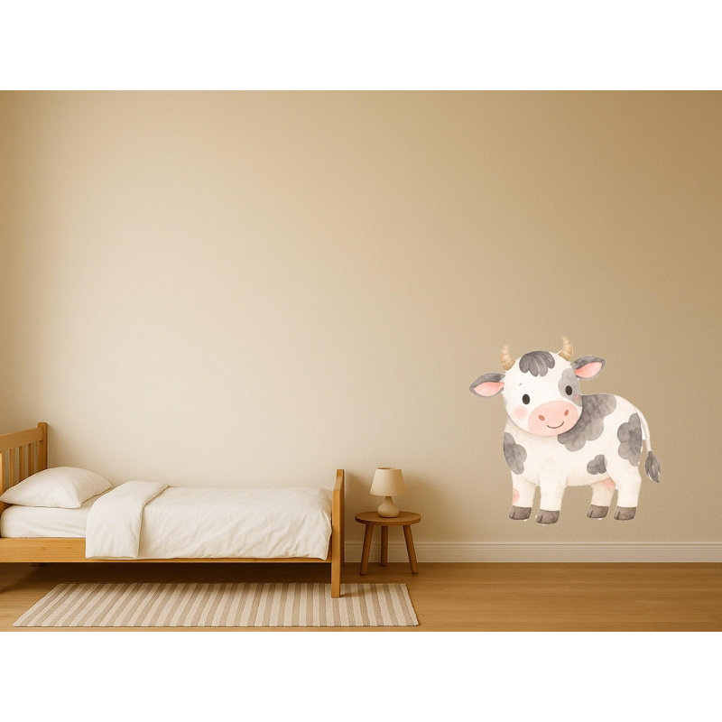 Farm Cow Wall Decal, Big Peel and Stick Nursery Wall Sticker, Satin Finish Removable Kids Room Wall Art, 20"W x 20"H (50 x 50 cm)