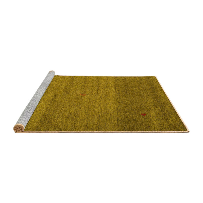Tapis contemporains jaunes lavables à la machine 658, Carré 4 pi