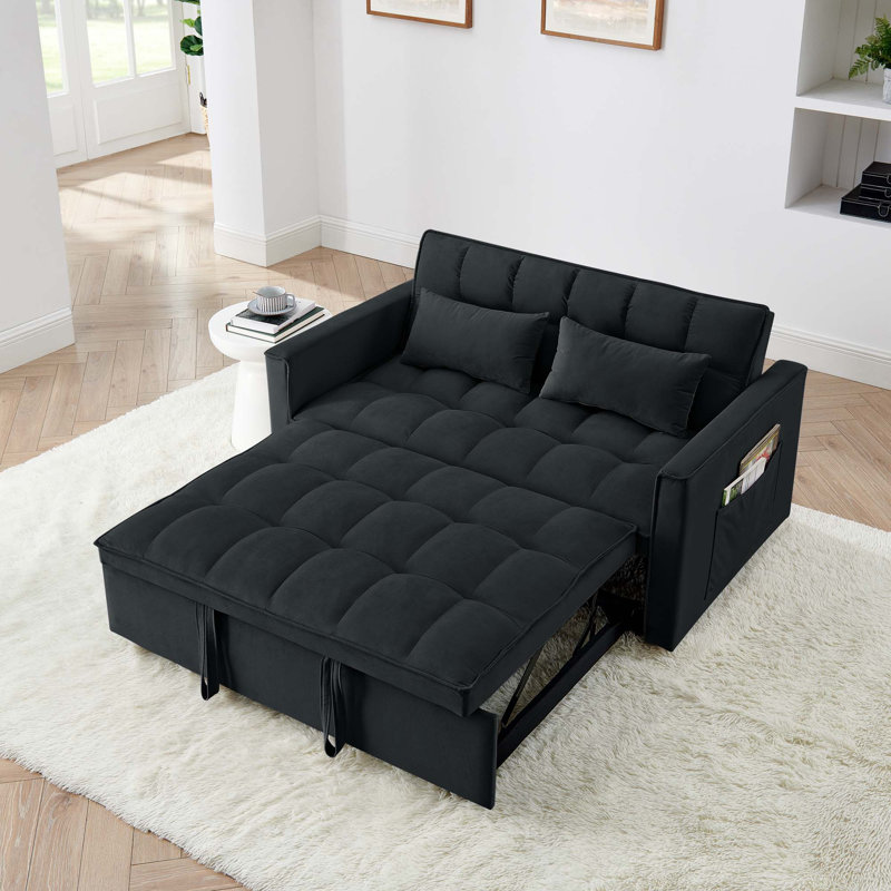 Canapé-lit polyvalent avec dossier réglable pour un confort ultime, Tissu noir