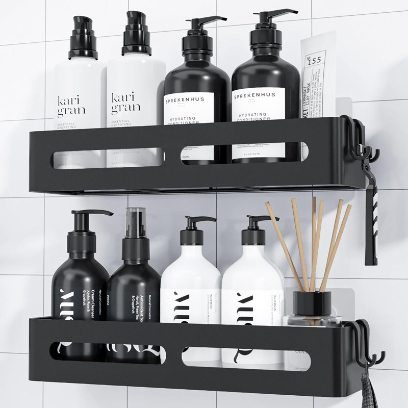 Adhesive Shower Shelf, Black