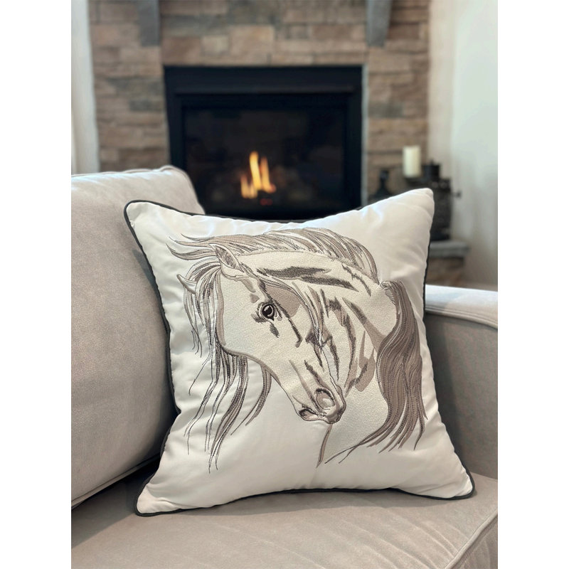 Embroidered Outdoor Throw Pillow