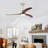 52" Solid Wood Blades Ceiling Fan With Light With Remote Control, Noiseless Reversible Motor, 6 Speed ,3 Color , For Patio Living Room, Bedroom, Indoor.(Stain Nickel + Walnut )-763222157-763222192
