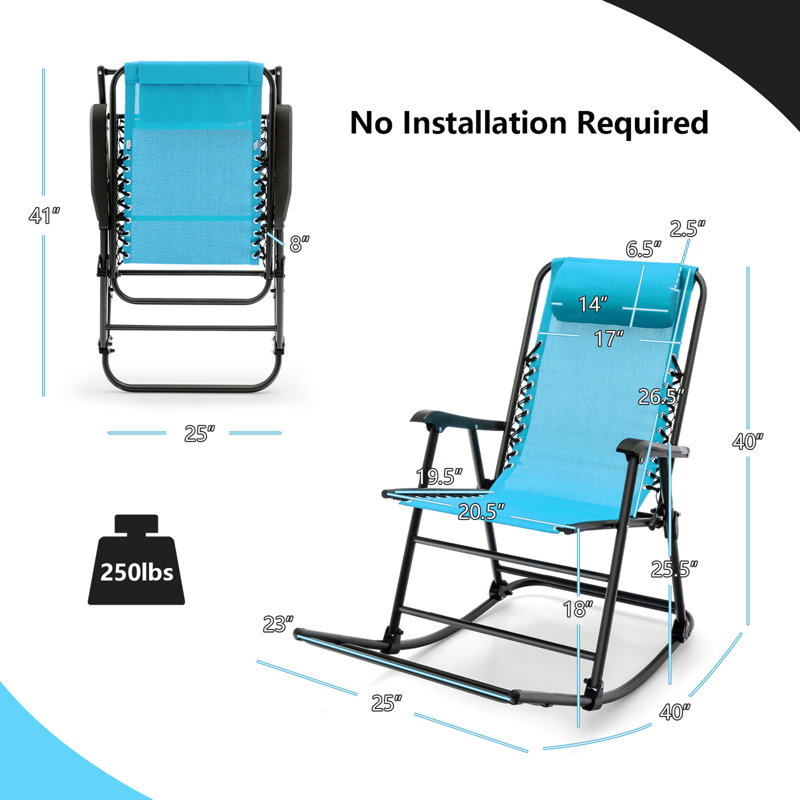 Chaise berçante d'extérieur en métal Myiesha, Bleu