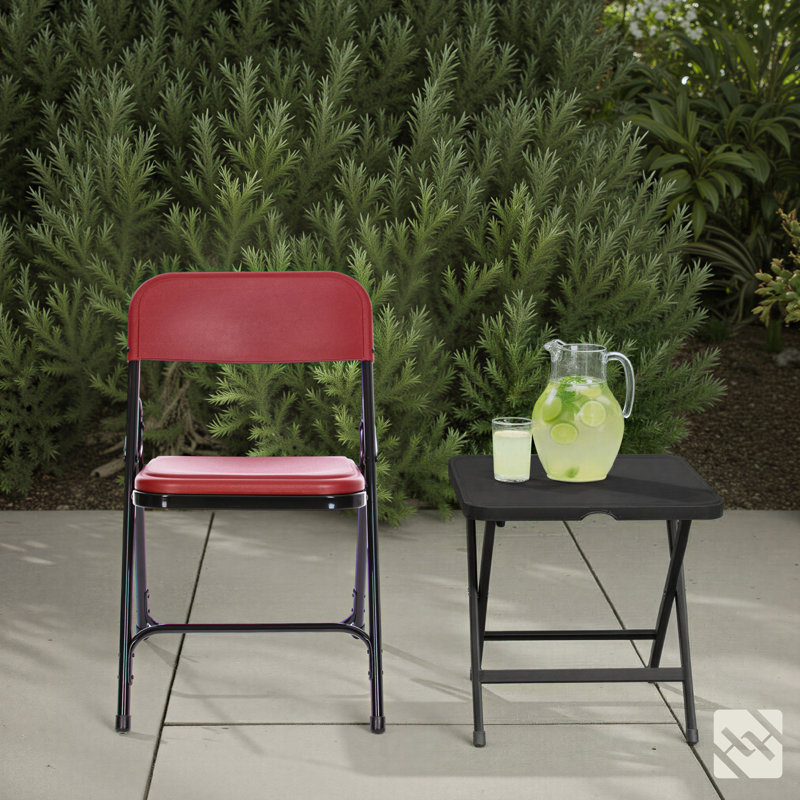 Lucille Plastic Stackable Folding Chair , Rouge
