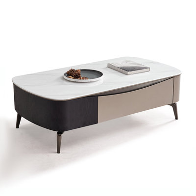 Smoked wood microcrystalline stone coffee table