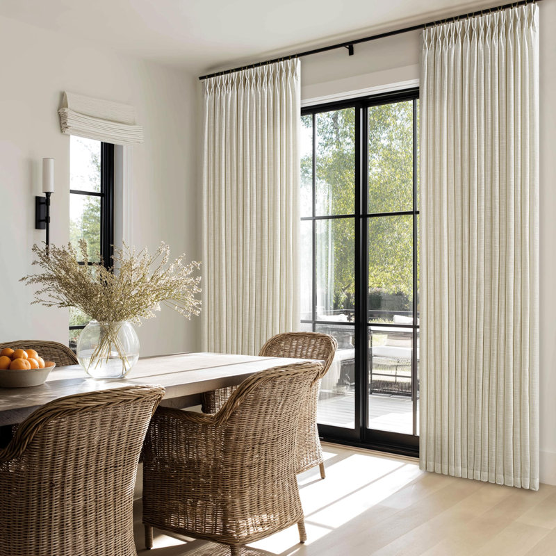 Farmhouse Linen Curtains 90 Inches Long For Living Room Dining 2 Panels Burlap Flax Pinch Pleated Drapes Hooks Rings Rustic Light Filtering Semi Sheer Tan Beige 90 Inch Curtain For Bedroom W50xl90