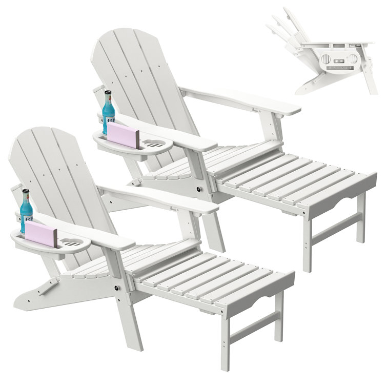HDPE Folding And Adjustable Adirondack Chair With Ottoman