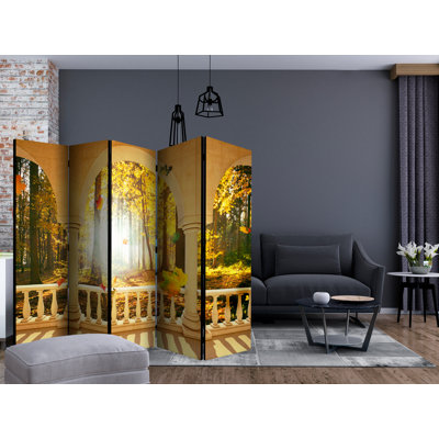 225cm W x 172cm H 5 - Panel Wood Folding Room Divider