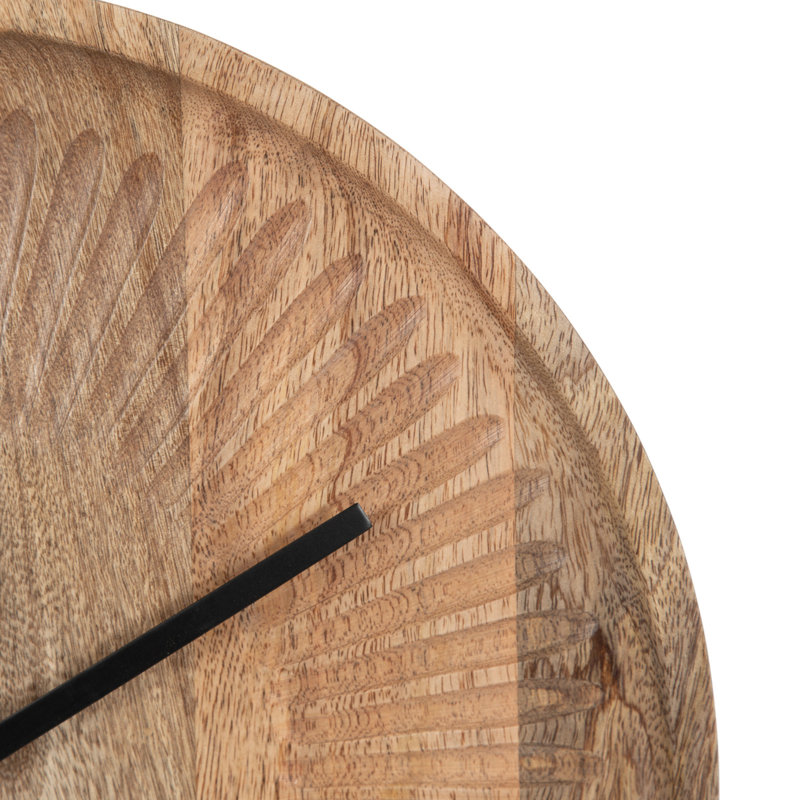 Numberless Carved Wood Clock, Natural