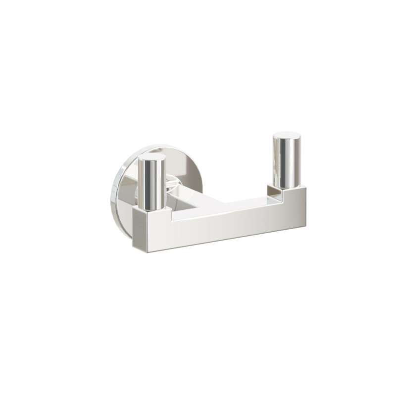 Crochet double Emtek Select avec rosette à petit disque, tige carrée et pointe lisse, Nickel poli
