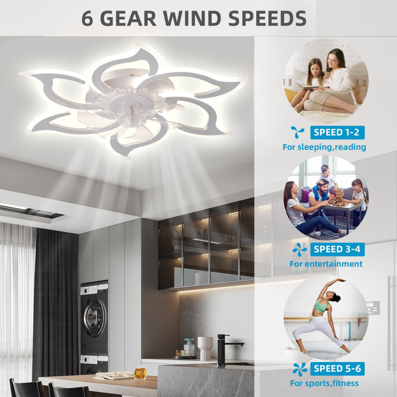 Kazuhito 33.46" 7 - Blade Reversible Dimmable LED Ceiling Fan With Remote Control And APP, White