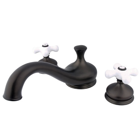 Double Handle Deck Mounted Roman Tub Faucet, Oil Rubbed Bronze