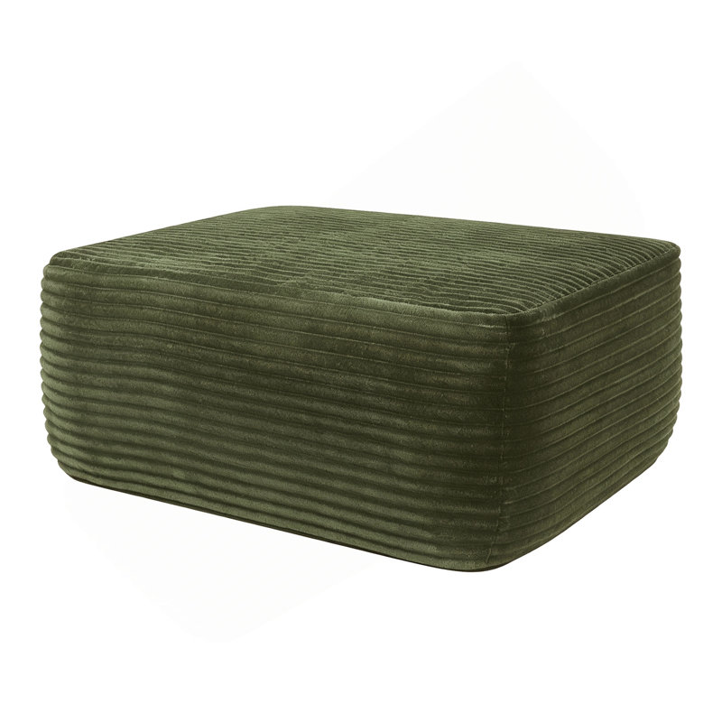 Wide Rounded Rectangle Modular Ottoman, Green