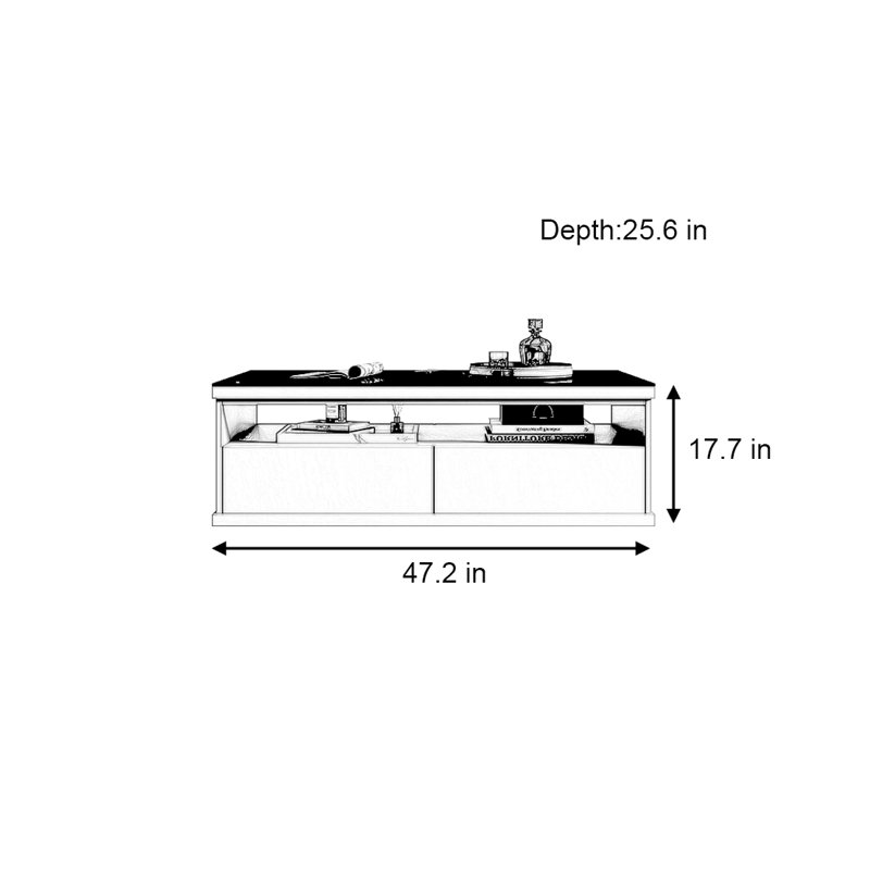 Table basse rectangulaire moderne et simple, H 17,7 po x L 47,2 po x l 25,6 po