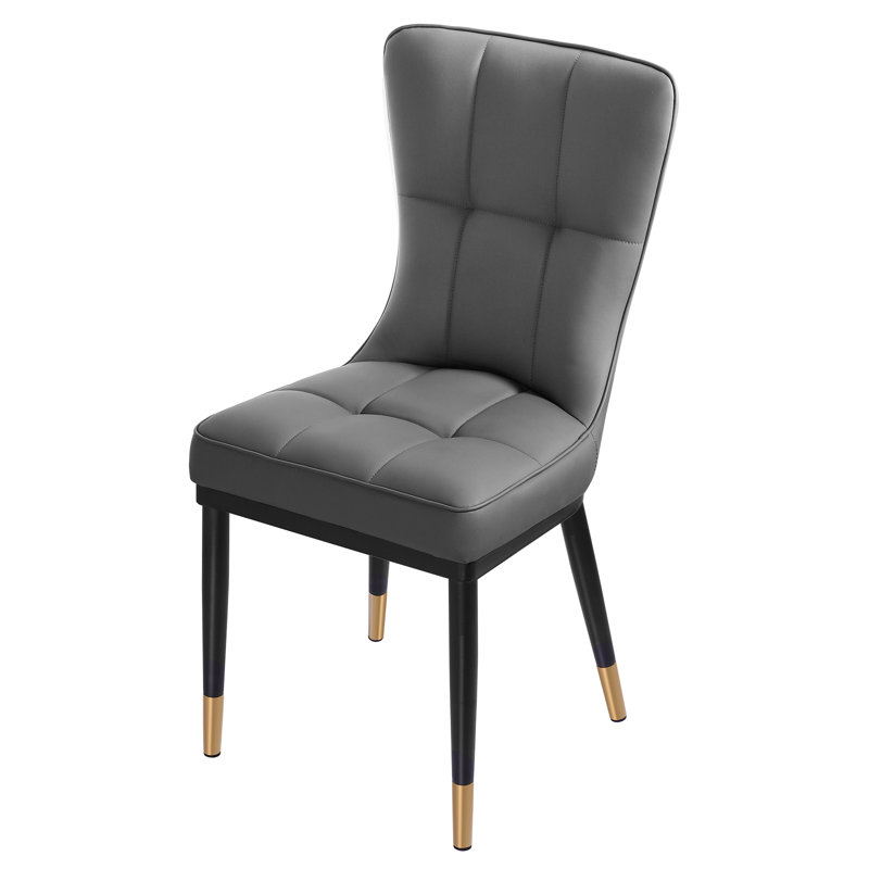 Modern Upholstered Dining Chair with Metal Frame, Gray