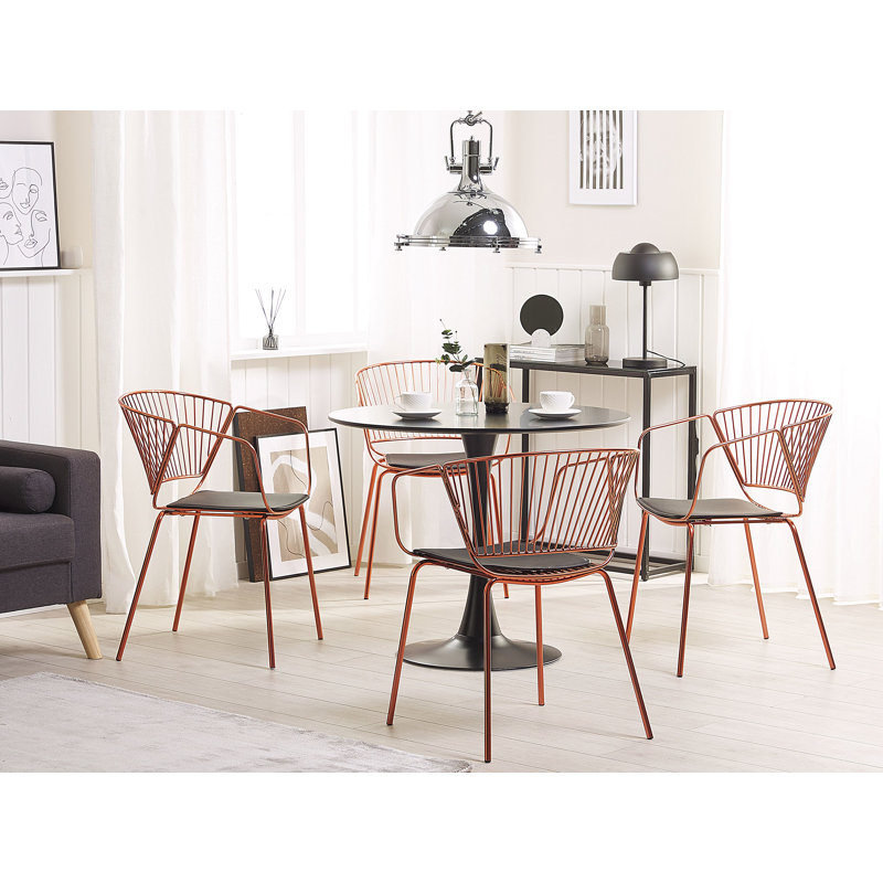 Boghos 44cm H Metal Slat Back Armchair, Copper