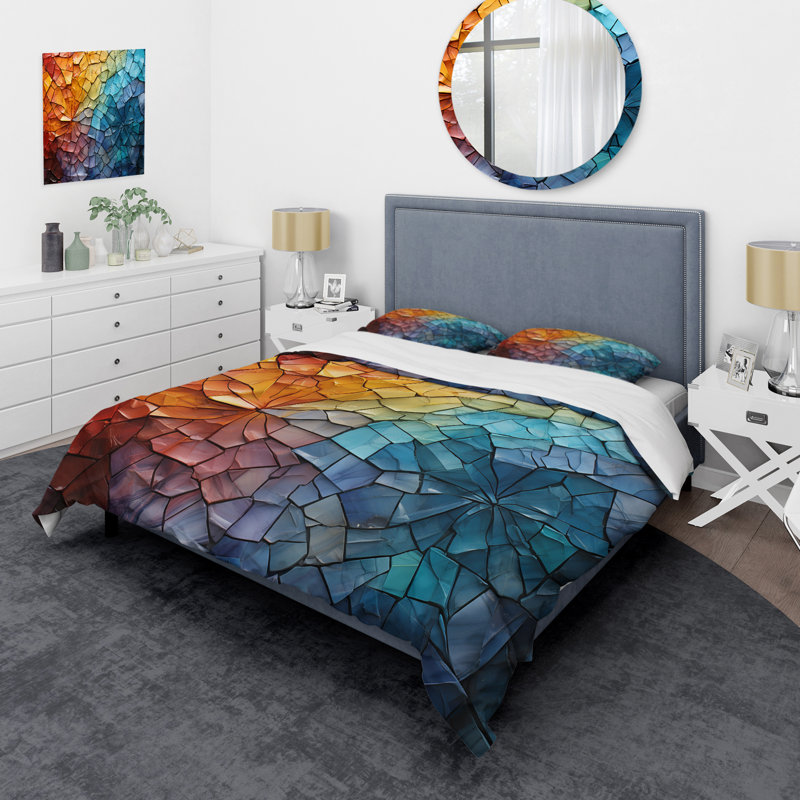Colorful Mosaic II - Abstract Collages Duvet Cover Set - Microfiber Polyester, Twin Duvet Cover + 1 Standard Sham