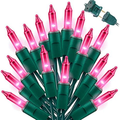 200L(100L*2pcs) Mini Lights, Green Wire,Pink