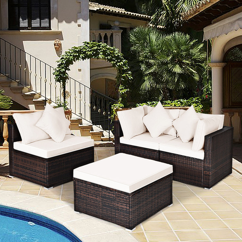 Bridger 4 - Person Patio Conversation Sets with Cushions, Beige