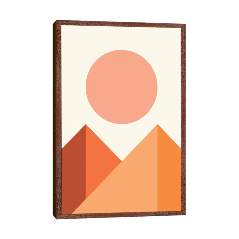 Geometric Mountains IV - Print on Canvas, 66.04 cm H x 45.72 cm W, Brown Framed