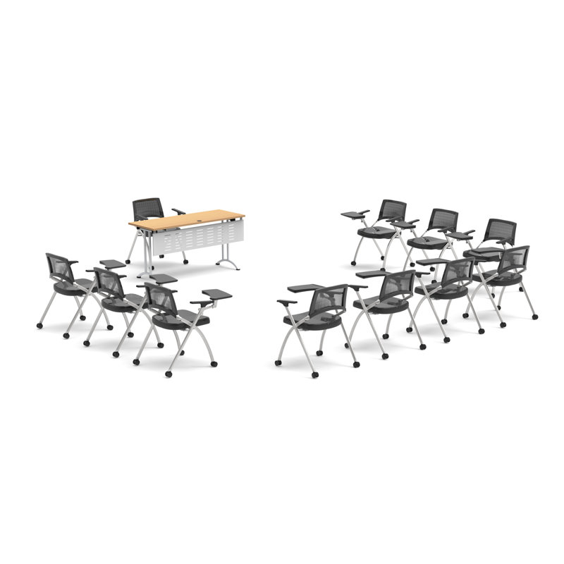 Novelty 11 Person Flip Top 22'' L Modular Training Table and Chair Set with Casters and Modesty Panel