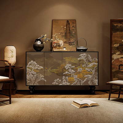 Aesthetic paint spray pattern four doors sideboard