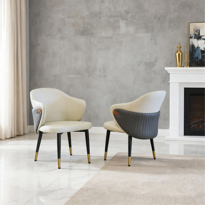 Chaises de salle à manger modernes en cuir synthétique, ergonomiques avec pieds en acier au carbone pour le restaurant, le bureau personnel et le salon (ensemble de)