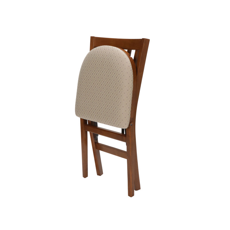 Stakmore School House Folding Chair, Fruitwood Frame with Blush Fabric, Fruitwood