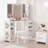 Corner Makeup Vanity with LED Mirror, Charging Station & Stool, Cabinet Storage for Bedroom-1043162023